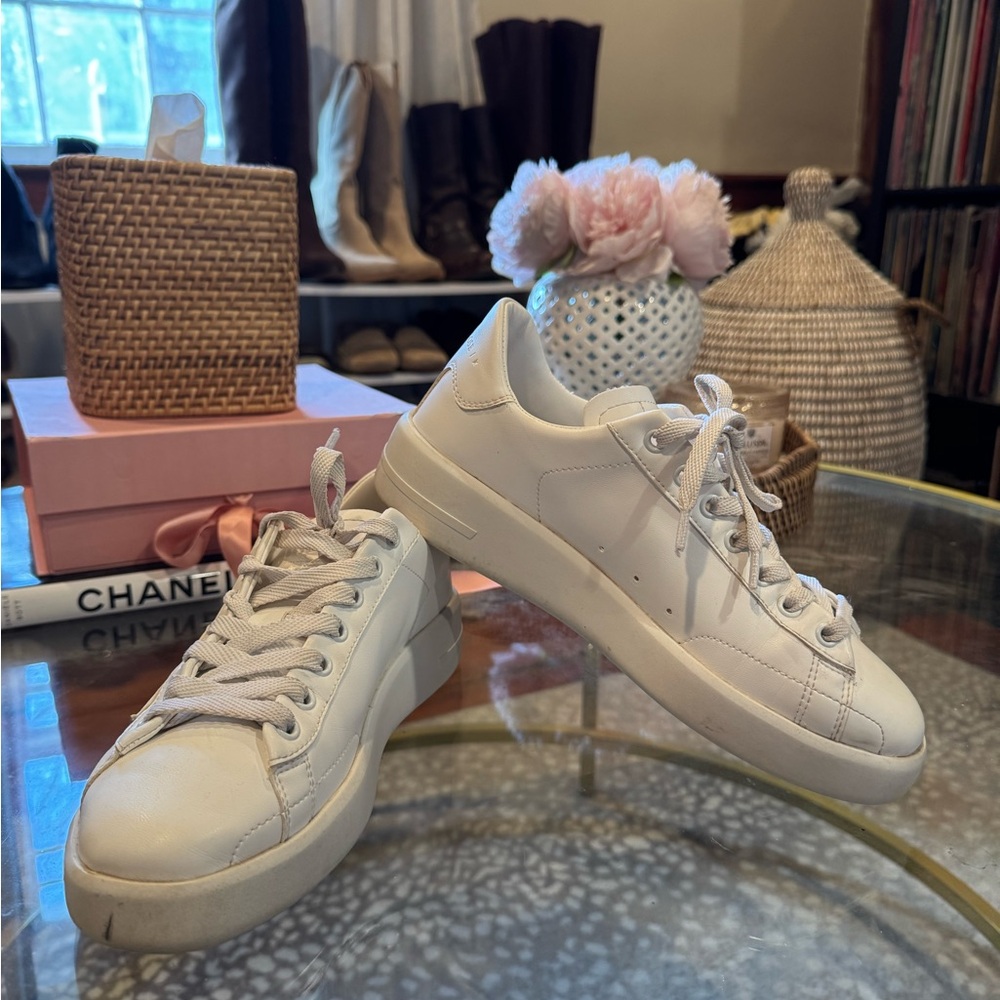GOLDEN GOOSE Unisex Pure Star Leather Sneakers Optic White sz. 38 - Picture 9 of 14